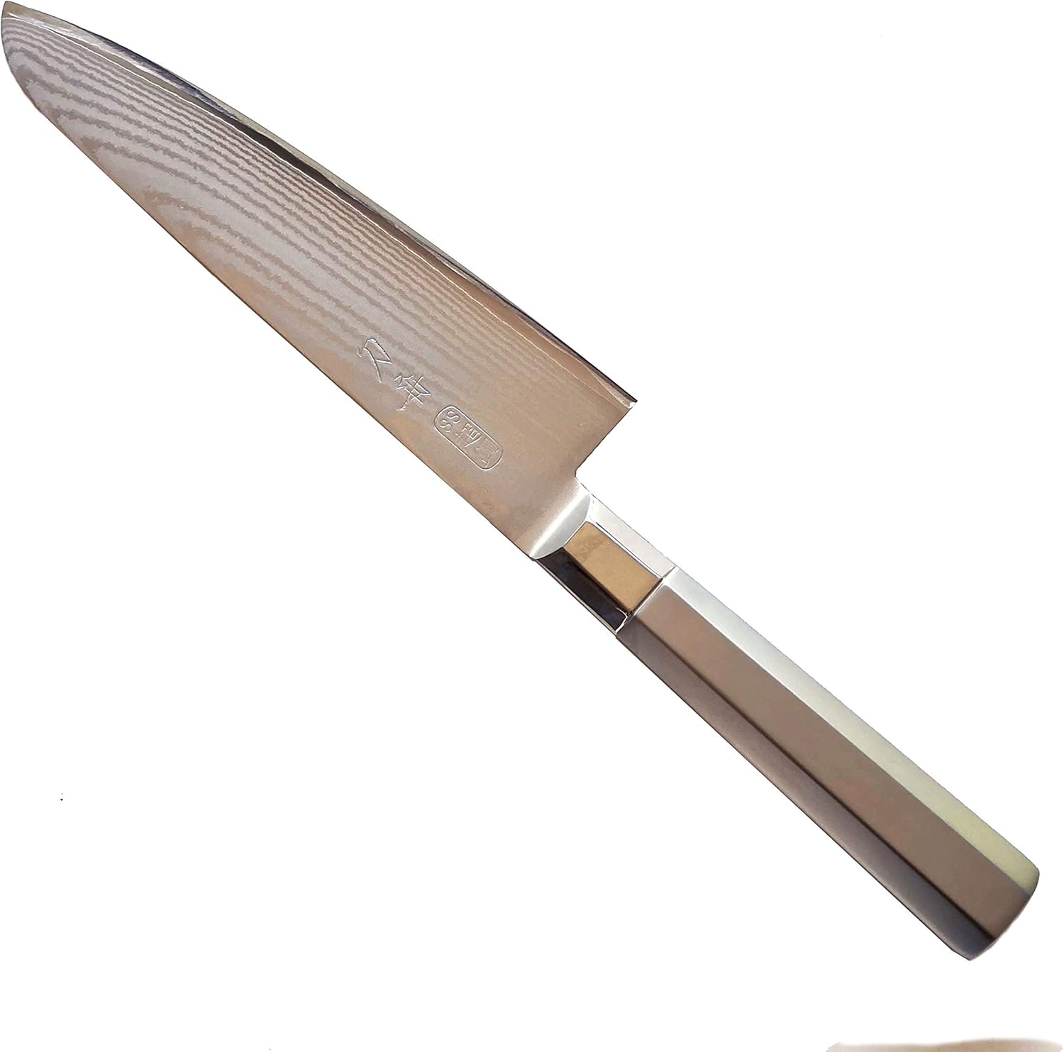 グリーン・ホワイト系 完成品♪ S35VN粉末鋼 67層ダマスカス 牛刀包丁