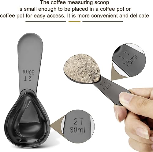 Miniatura 10 de Cuchara de café de acero inoxidable Juego de 2 piezas (1 cucharada, 2 cucharadas) cucharada duradera, cuchara medidora ergonómica, adecuada para