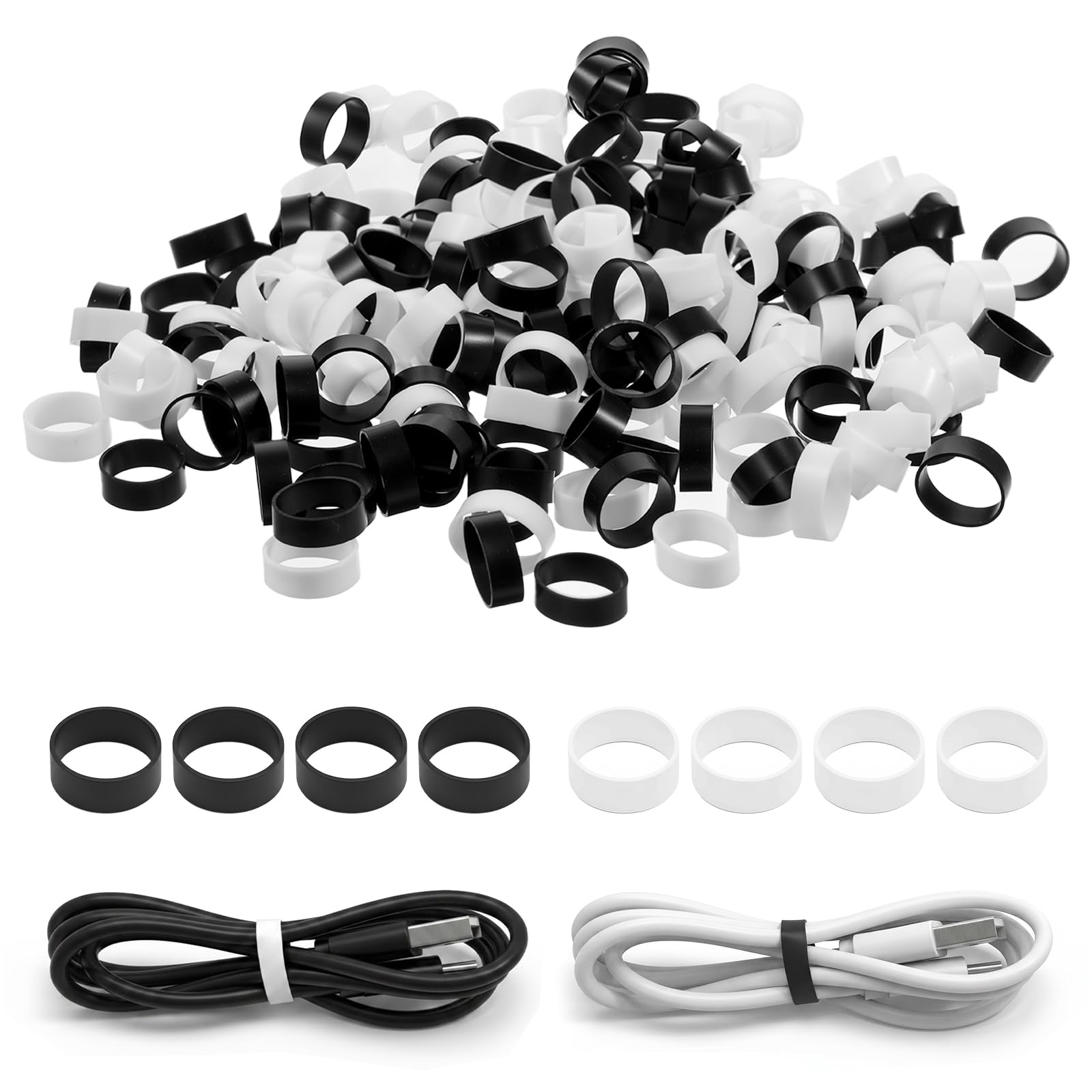 JJUNW 200 PCS Silicone Rubber Bands, 0.5 Inch Small Elastic Rubber Bandsb