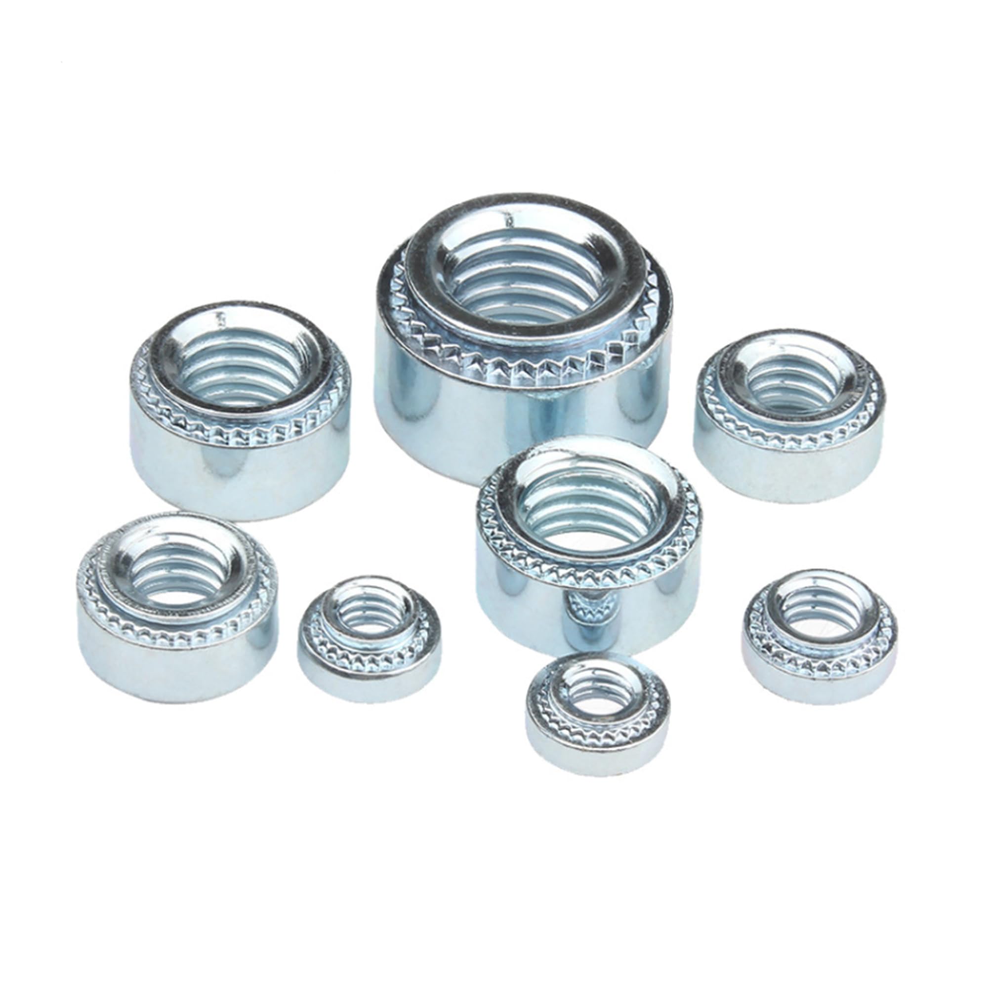 Rely®⇒VP INDUSTRIES (Pcs-25) M8 Self-Clinching Rivet Nut Mild Steel White Zinc Plated | Round Head Steel Fastener for Metal Sheet Mounting & Hardware Applications