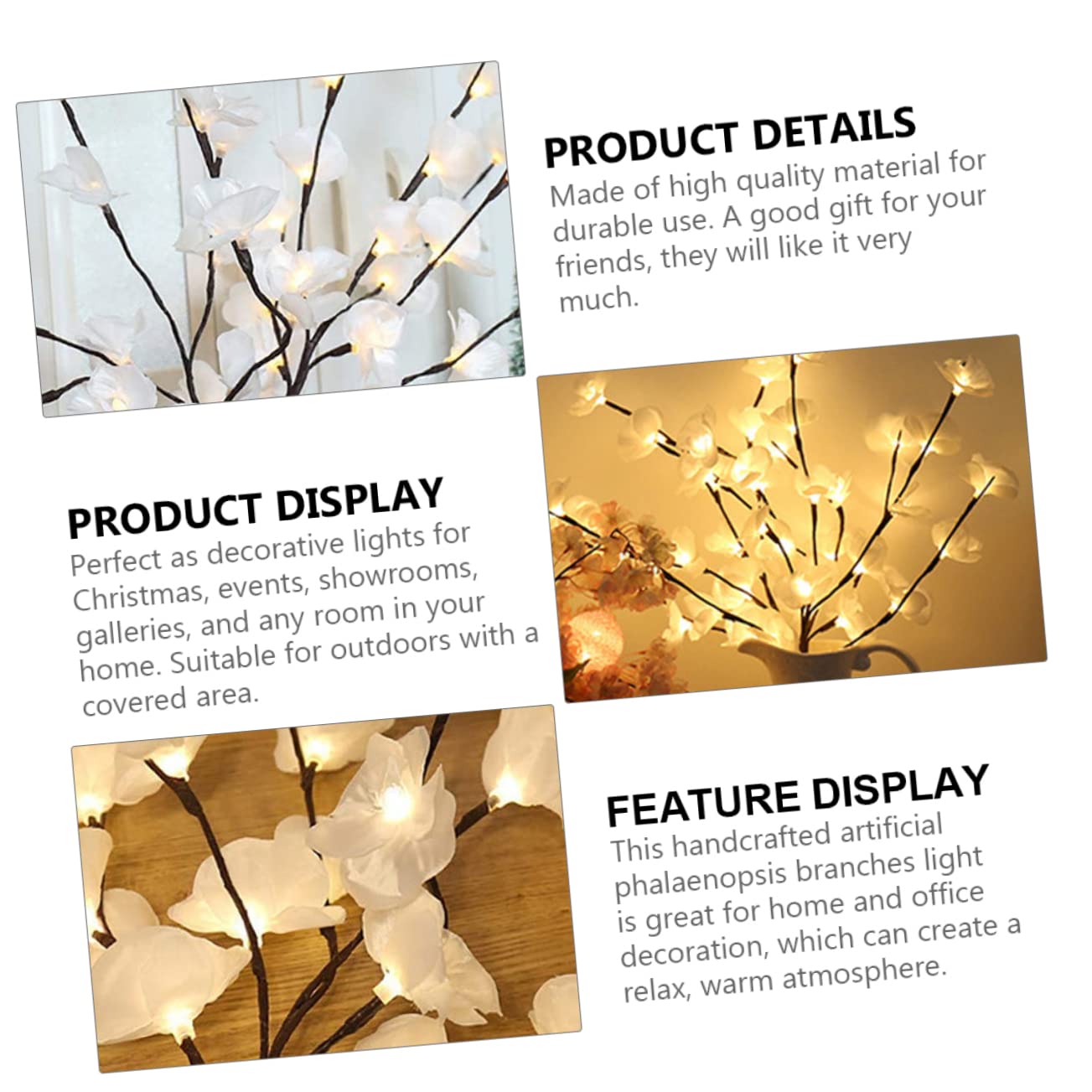 DECOMELODY Creative LED Phalaenopsis Branch Light Simulation Light for Home Interior Decoration for Festive Atmosphere and Unique Present Idea