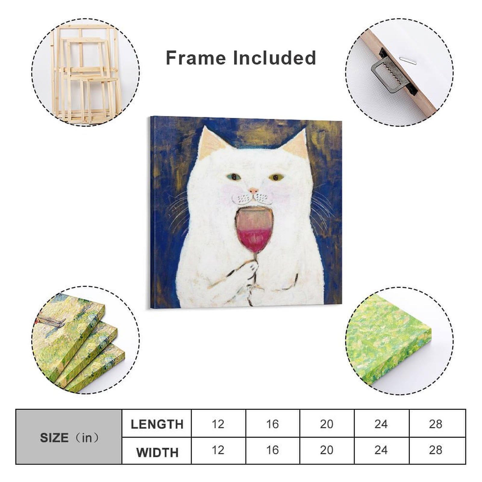Amazon.co.jp: 漫画かわいい猫ワイン試飲ポスター キャンバス 芸術