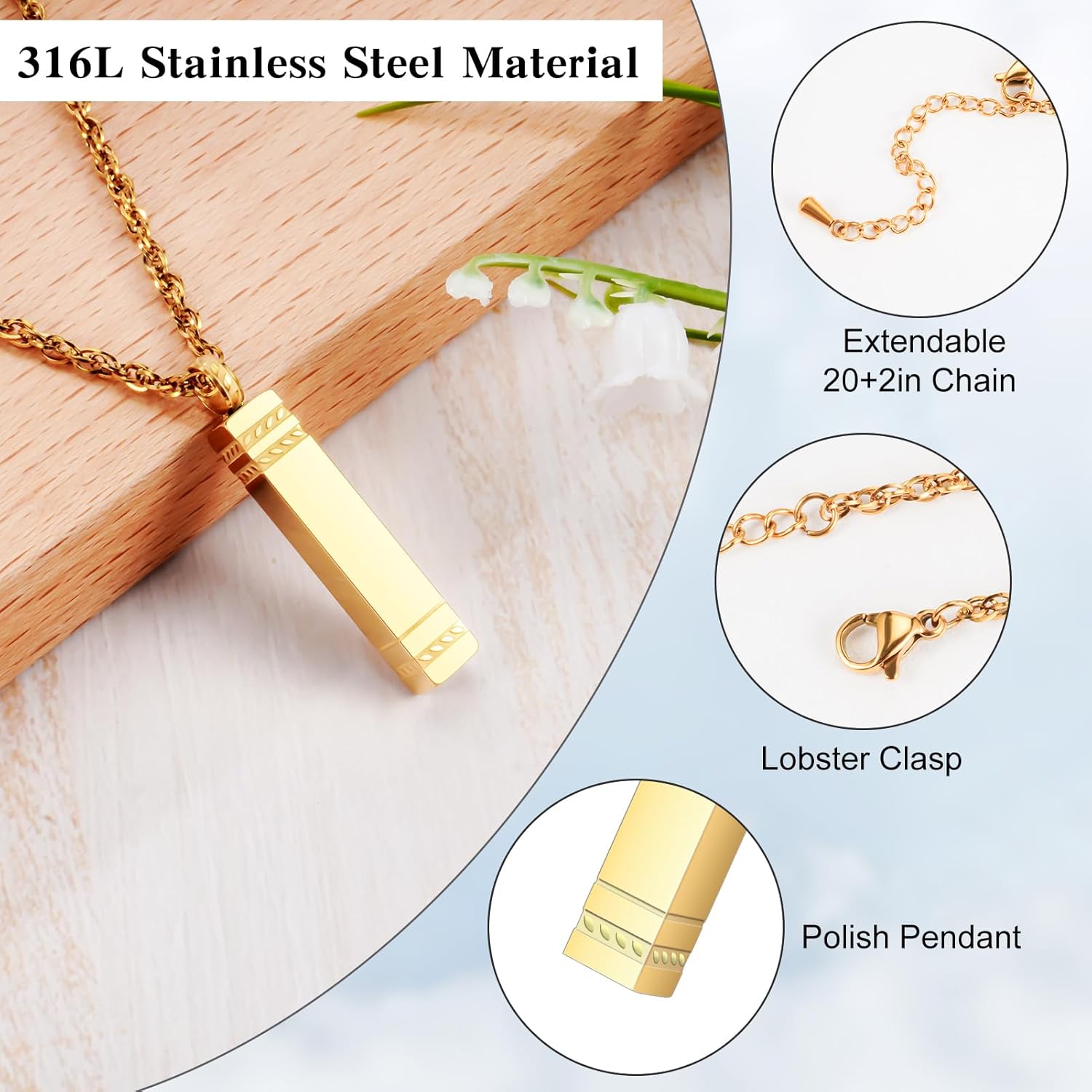 Cremation Jewelry for Ashes Stainless Steel Urn Necklace for Ashes Locket Necklace for Ashes Memorial Gift