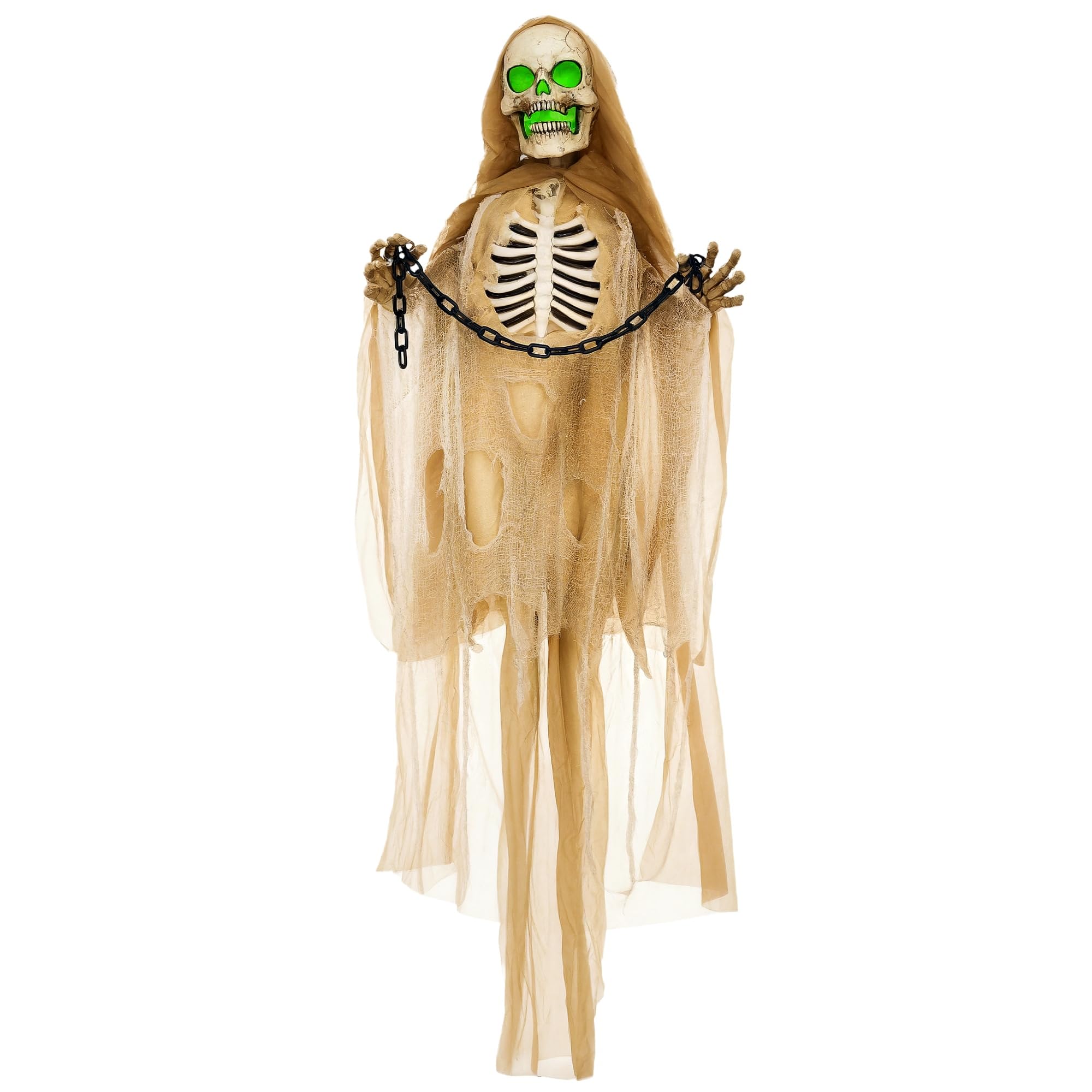 HOMCOM Halloween Deko Skelett 183cm Animiert Hängend Grusel-Sound