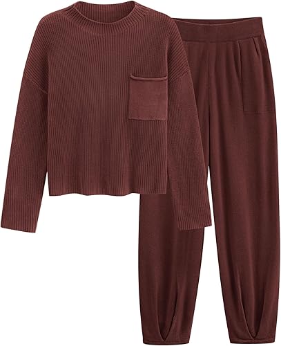 PRETTYGARDEN Two Piece Sets for Women 2026 Pullover Sweater High Waisted Sweatpants Tracksuit Lounge Set Fall Winter Outfits