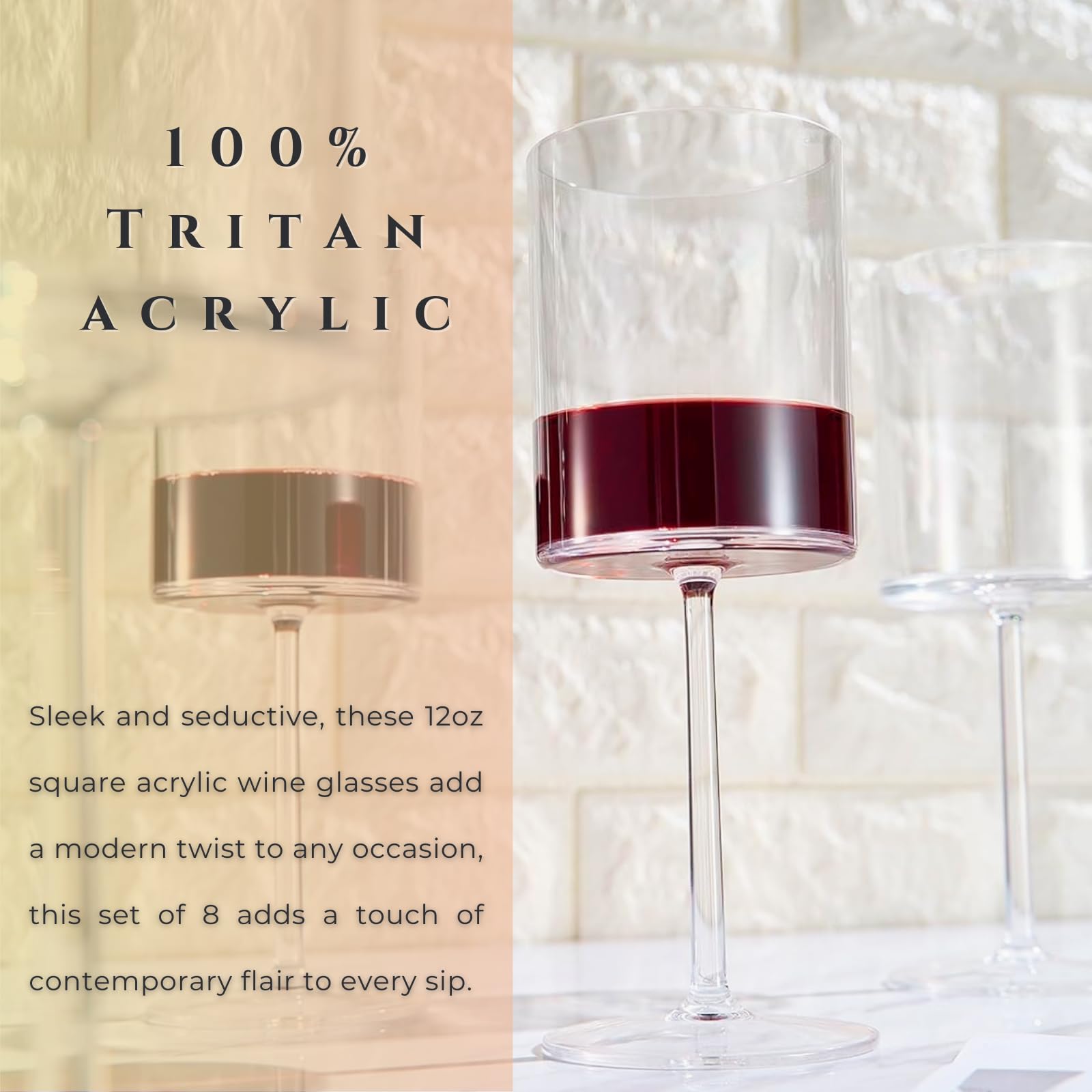 Amazon.com | Unbreakable Stemmed Square Tritan Acrylic Wine Glasses  European Style | Set of 8 | 100% US Drinkware, 18 oz Dishwasher Safe Clear  Color Shatterproof BPA-free plastic, Floating Pool, Indoor and Outdoor: Wine  Glasses