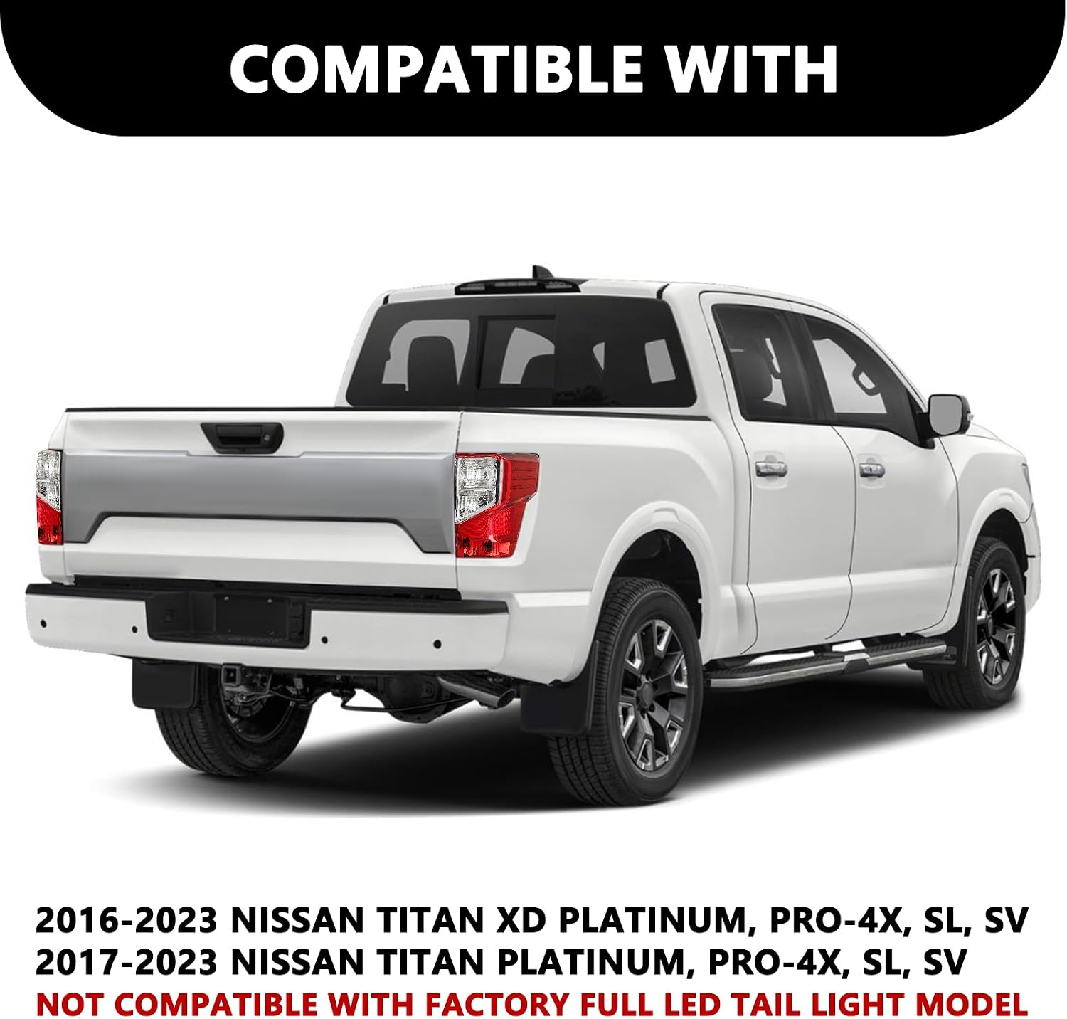 Aosky Tail Light Assembly Fit for 2016-2023 Nissan Titan XD / 2017-2023 Titan Taillights Rear Brake Lamp with Bulbs Right Passenger Side