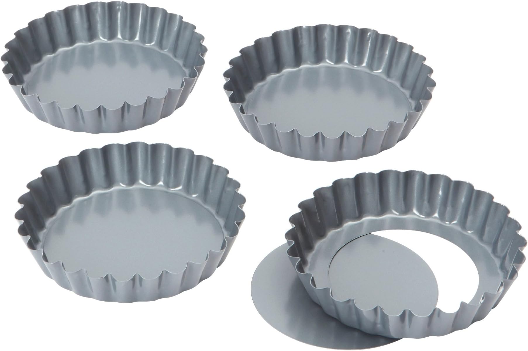 Non-Stick Mini Quiche & Tart Pan Set - 4 Loose Base Tins, 10cm, Perfect For Individual Bakes - View #10