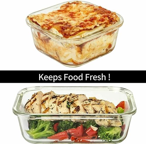 Miniatura 6 de Razab - Juego de recipientes de vidrio para alimentos con tapas herméticas y válvula de liberación de presión, aptos para microondas, horno,