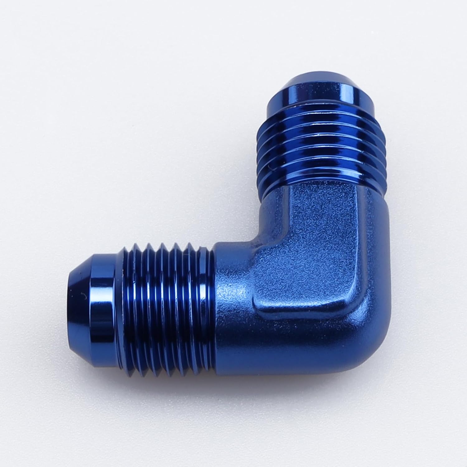 AC PERFORMANCE -6 AN Male to Male Flare 90 Degree Union Coupler Fitting Adapter Aluminum Blue