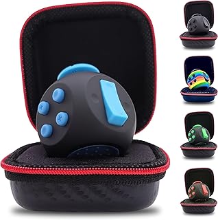 PILPOC theFube Fidget Cube - Premium Quality フィジェットキューブ サイコロキューブ ストレス 解消 発散 大人 子供 フィジェットトイ キューブ 手遊び グッズ 静音 集中力 リラックス 不安 気分転換 デスクトイ おもちゃ 専用保護ケース付き (ブラック/ブルー)