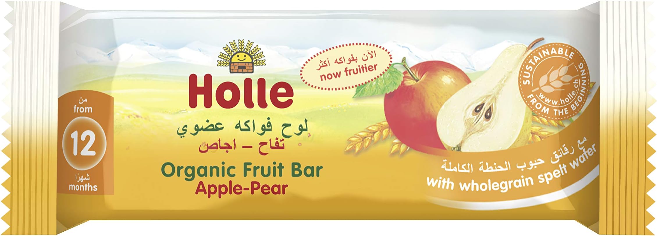 HOLLE ORGANIC FRUIT BAR APPLE & PEAR, 20G PER BAR