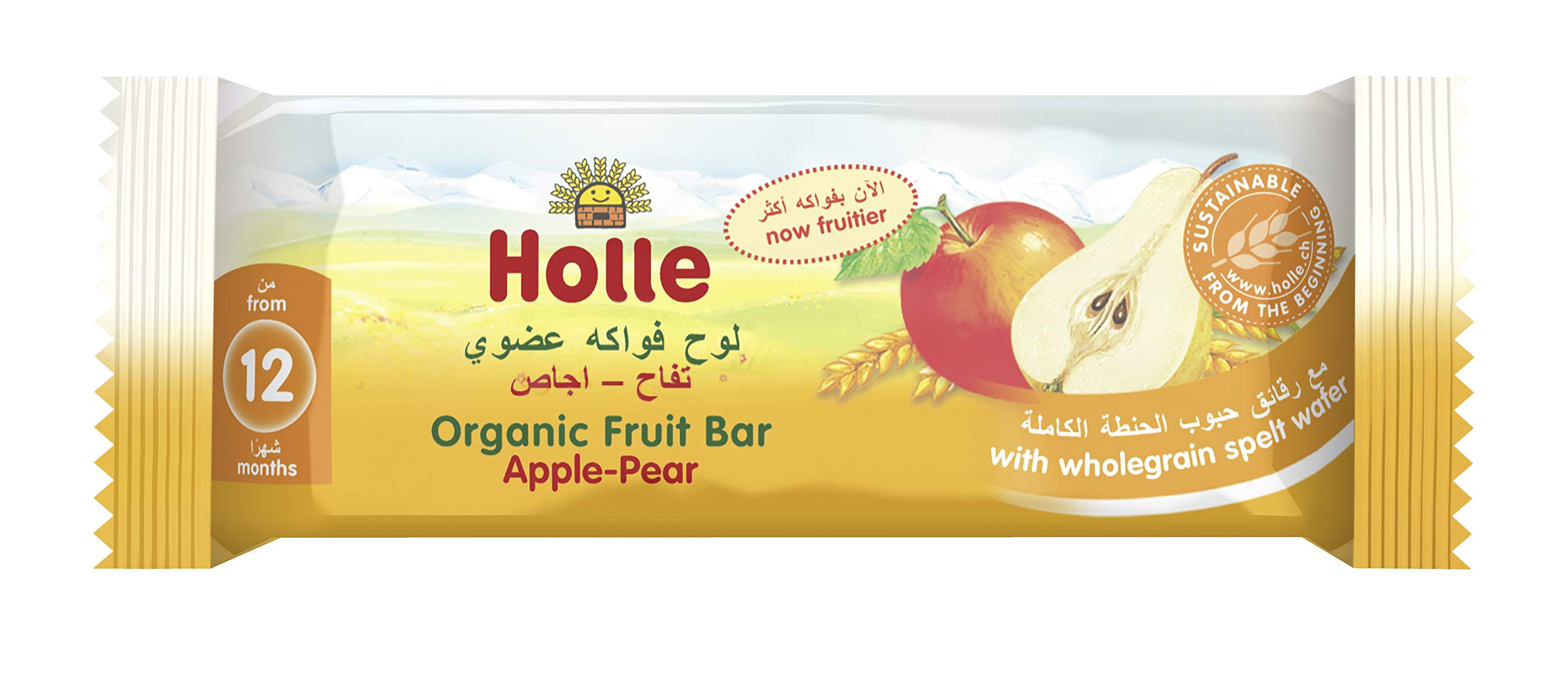 HOLLE ORGANIC FRUIT BAR APPLE & PEAR, 20G PER BAR