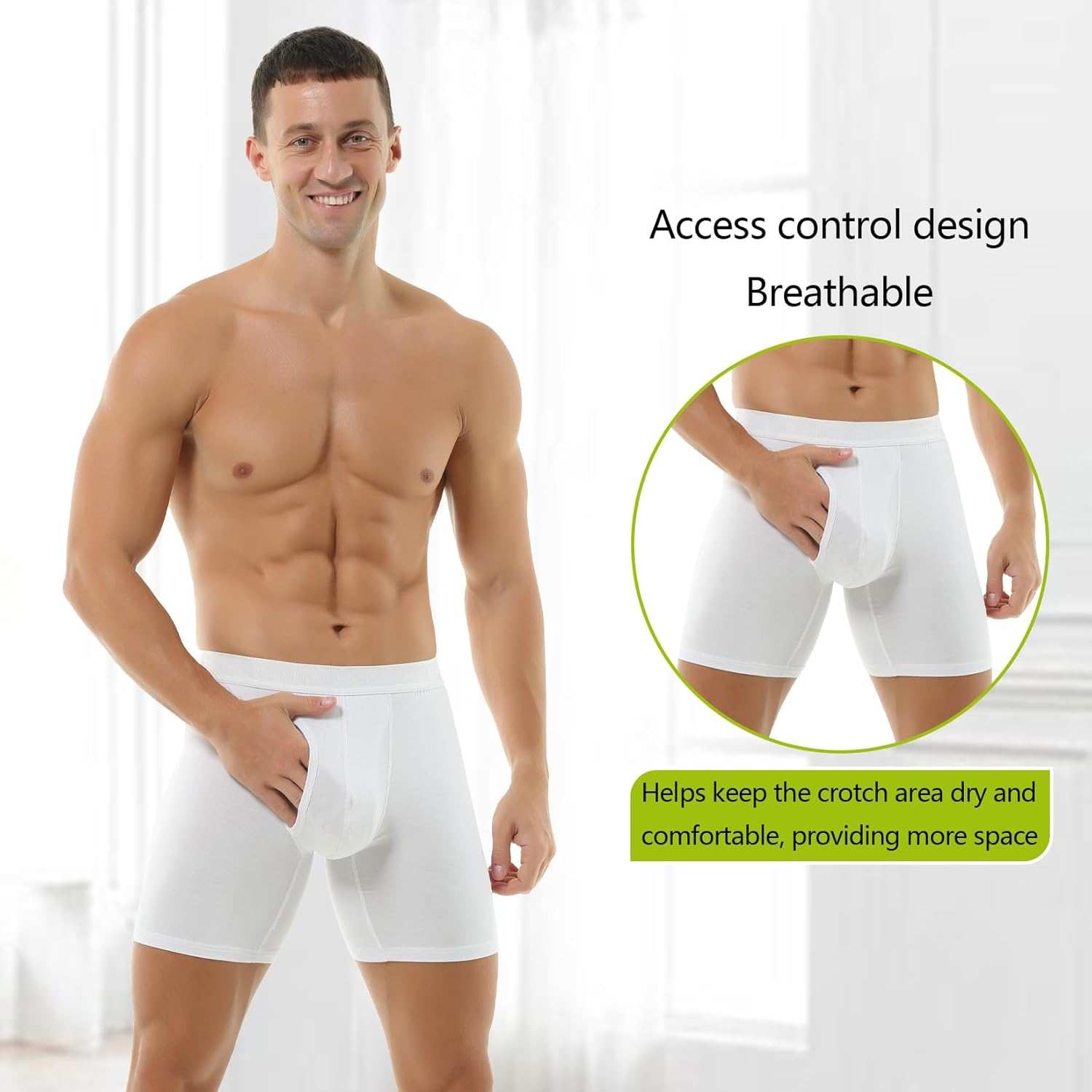Hoerev Pack of 4,Men's Trunk Long Leg Underwear Comfortable and Breathable Boxers - Image 7