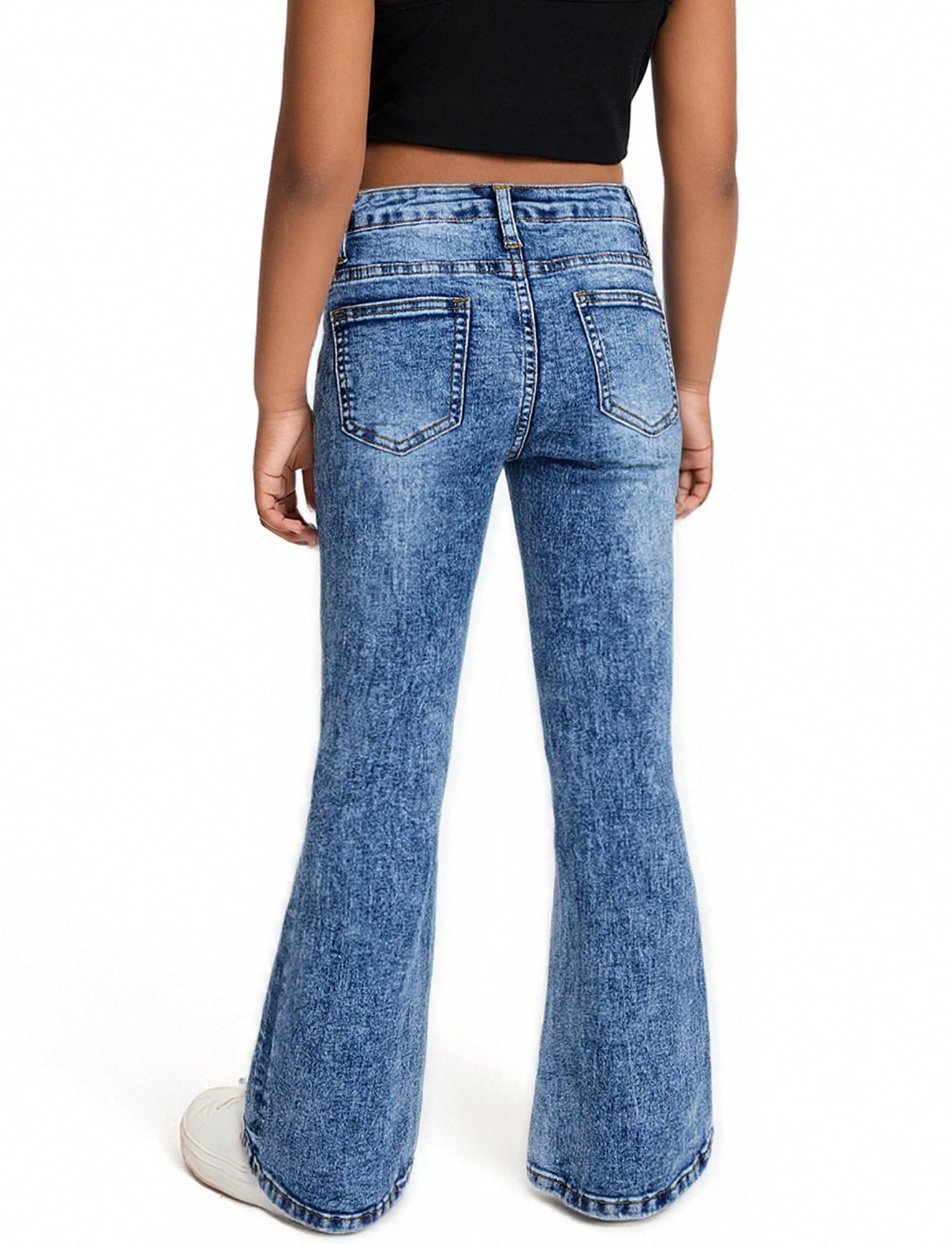 SEAUR Jeans a Zampa d'Elefante per Ragazze Pantaloni Denim Stretch Modellatura Slim Vita Regolabile per Bambini e Adolescenti 7-14 Anni