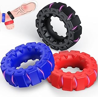 0.47" Ultra-Thick Cock Ring Set with Stretchy - SEXY SLAVE Owen, Tire Design Penis Ring for Men Erection Enhancing, Silicone Cock Rings for Male Last Longer & Harder, Adult Sex Toys for Men (3pcs)