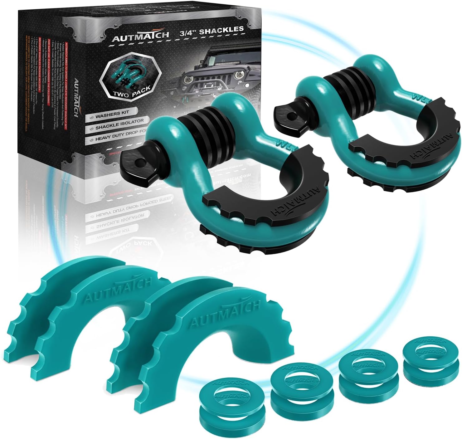 4x D-Ring Red Bow Shackle Isolator Jeep Towing Off Road 3/4 - Foto 8