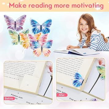 Magnetic Butterfly Bookmarks, Book Markers for Reading, Bookmarks Bulk for Students, Teens, Book Lovers, Classroom Gifts, School Prize, Reading Present (6pcs)