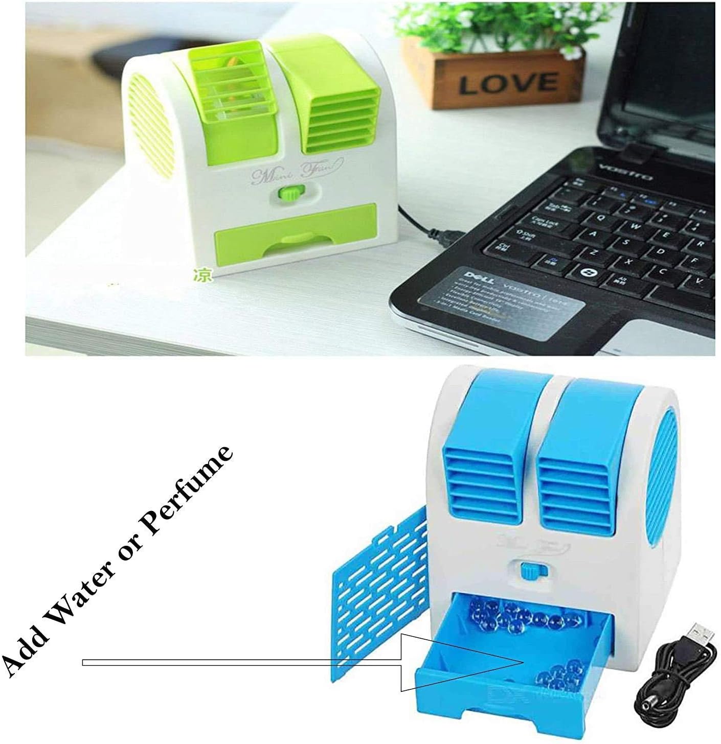 Mini Portable Handheld Bladeless Portable Cooling Desk USB Operated Air Conditioner Mini Cooler Battery Not Included (Random Color)