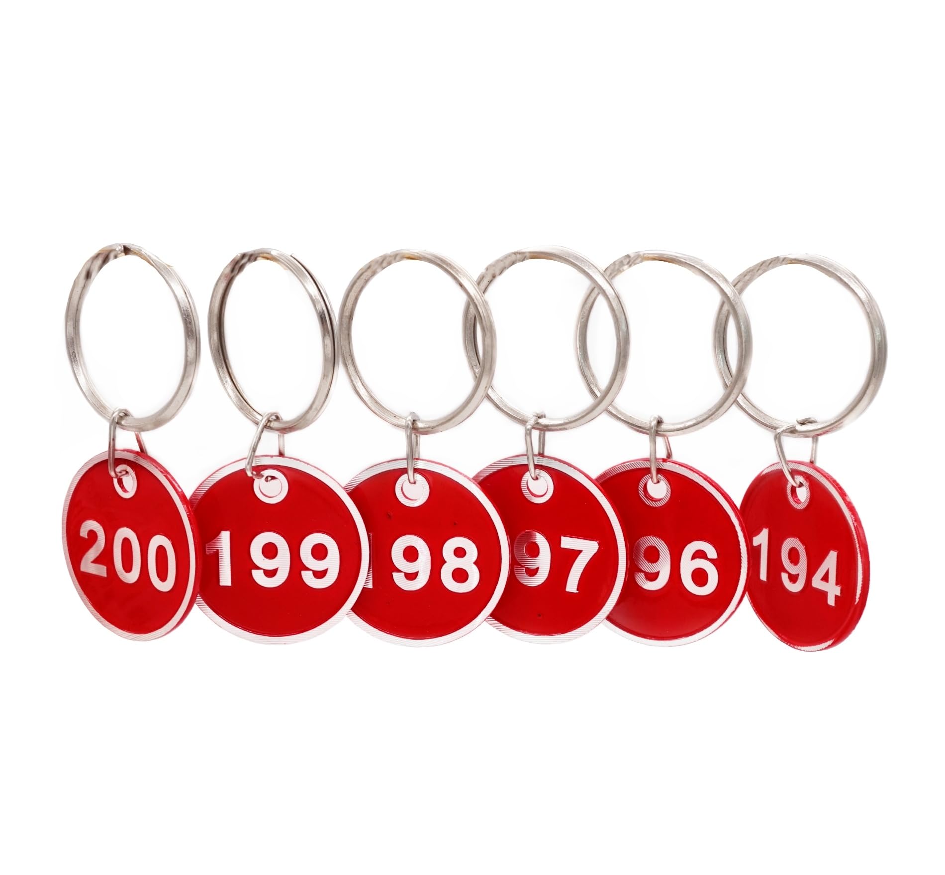 NanTun Aluminium nummerlabels met sleutelhangers - 50 Pack, nummers 1-50, rood NanTun Aluminium nummerlabels met sleutelhangers - 50 Pack, nummers 1-50, rood