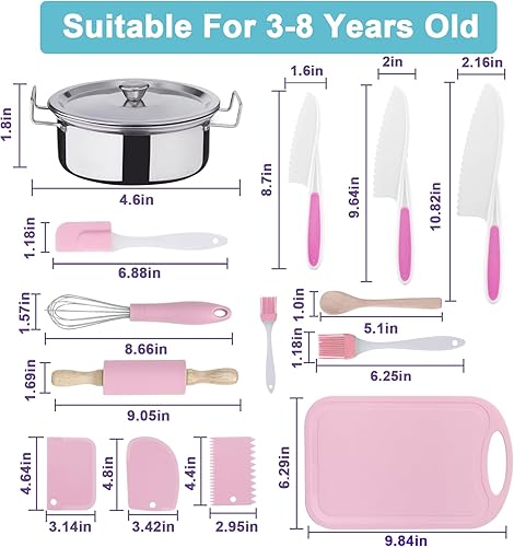 Miniatura 16 de Herramientas de cocina de 29 piezas, juegos de cocina para niños, juego de cuchillos reales para cocina real, juguetes Montessori para mayores de 3
