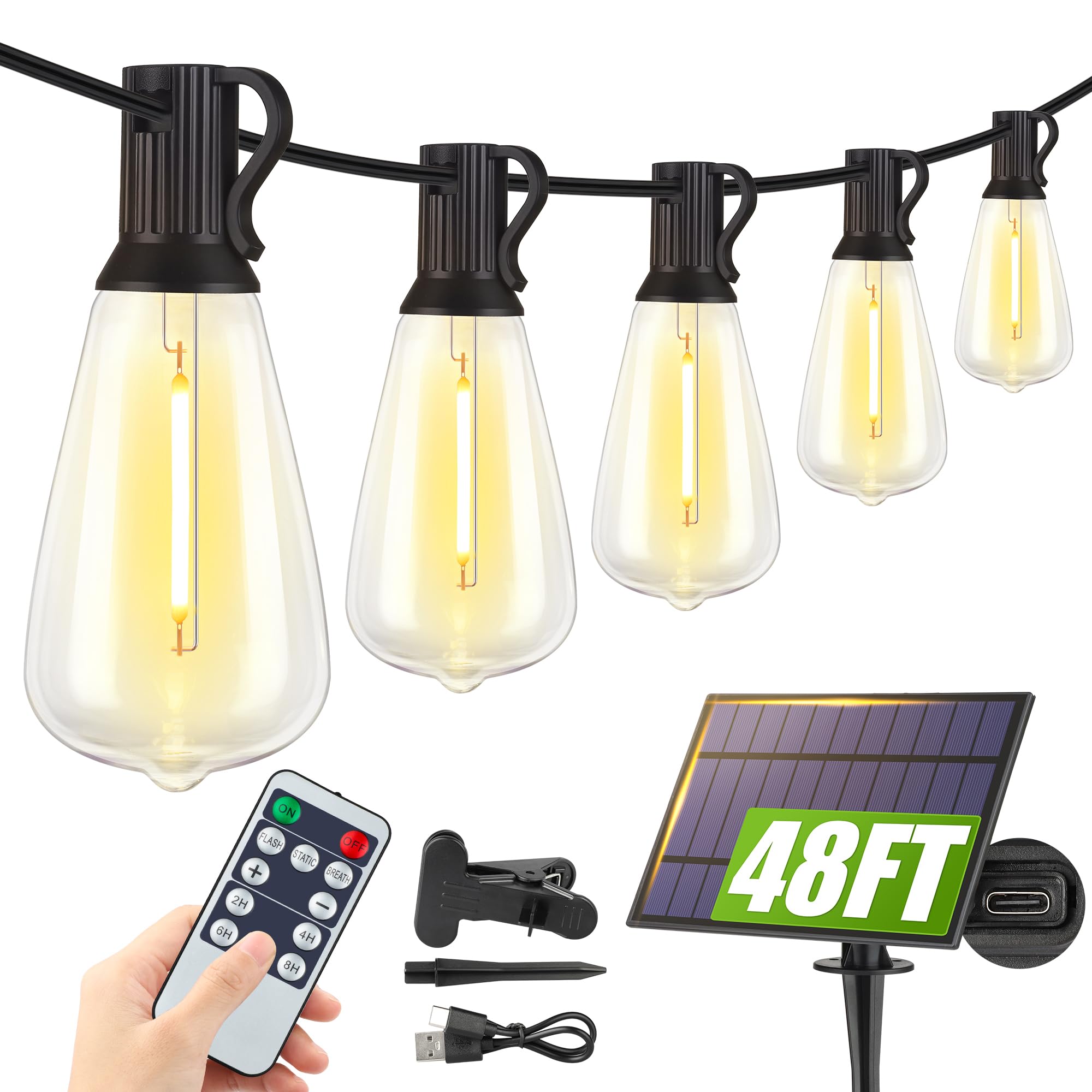 Larkvue 48FT ST38 Solar String Lights