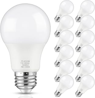Maylaywood 12-Pack A19 LED Bulbs 60W Equivalent 9W 5000K Daylight White 850 Lumens E26 Non-Dimmable Energy Saving