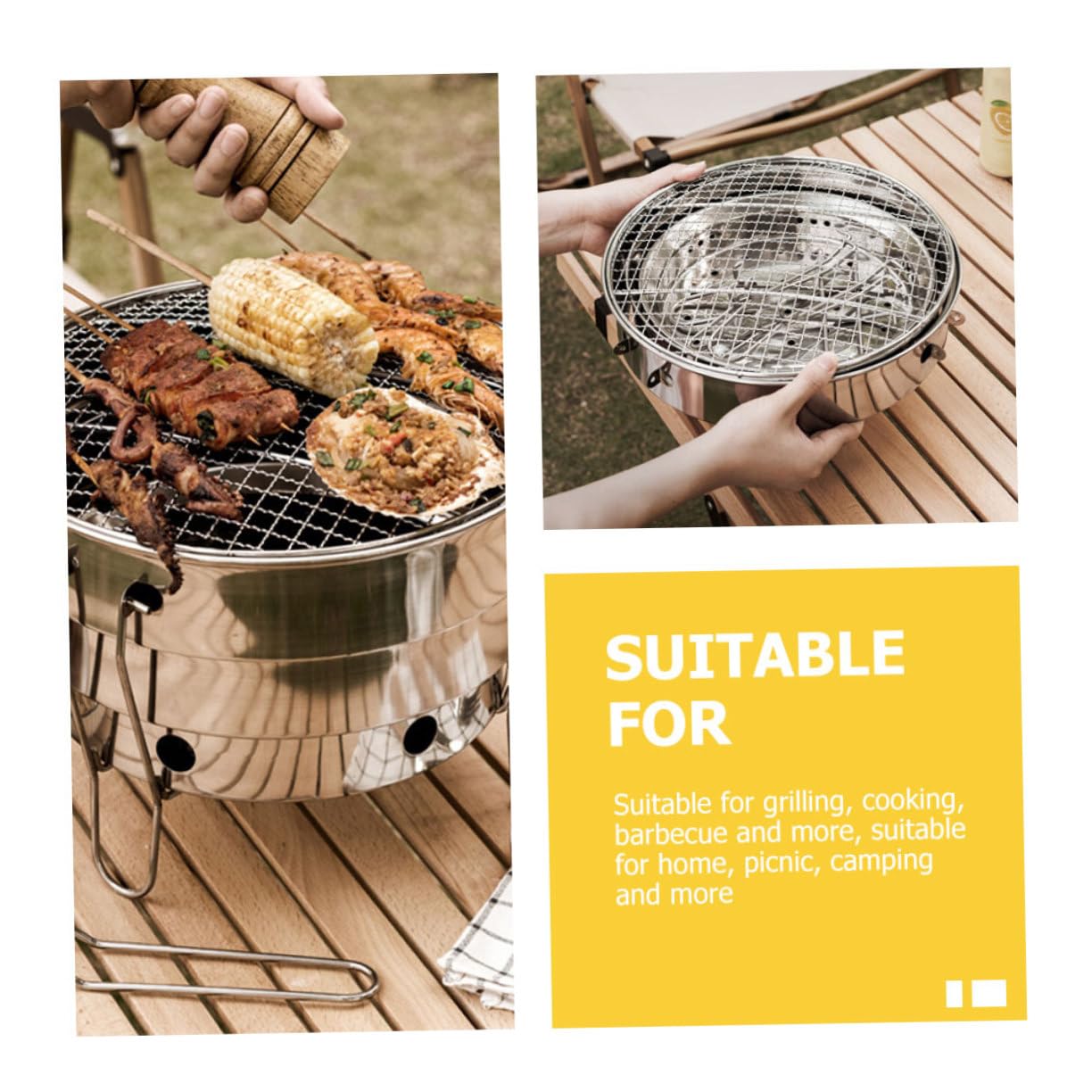 VANZACK Plancha Barbacoa Portátil Parrilla Inoxidable Para Camping Picnic y Fiestas El Jardín