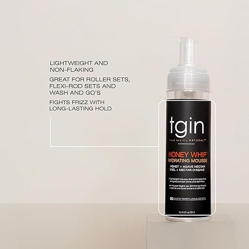 Miniatura 3 de tgin Honey Whip - Mousse hidratante para cabello natural, seco, rizado y dañado, 8 onzas