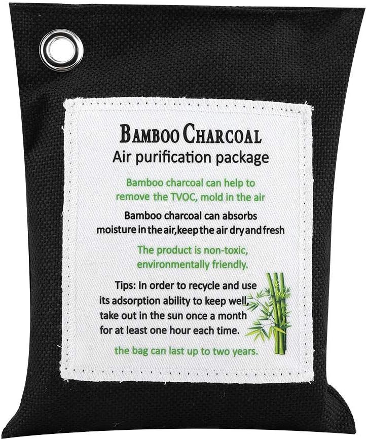 Bolsa Antihumedad de Carbón Activo De Bambú, Deshumidificador Y Purificador De Aire 8 colores Bolsa eliminadora de olores Desodorante para Coches ,Armarios, Zapatos(Black)