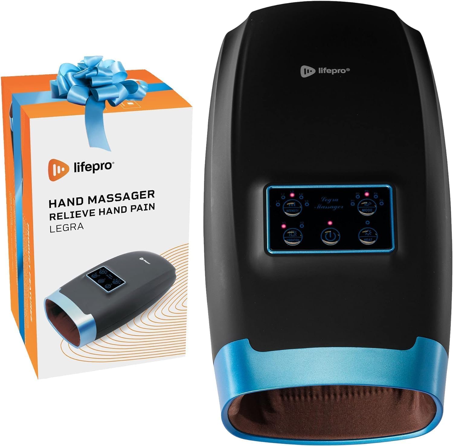 LifePro Legra Hand Massager with Heat and Compression - Finger, Wrist, and Palm Massager with 5 Modes - Pressure Point Therapy for Sensitive Hands, Relaxation, and Comfort