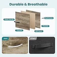 Vista 87 de OLIXIS Cómoda de 5 cajones para dormitorio, torre de almacenamiento de tela para sala de estar, entrada, marco de acero resistente, parte superior