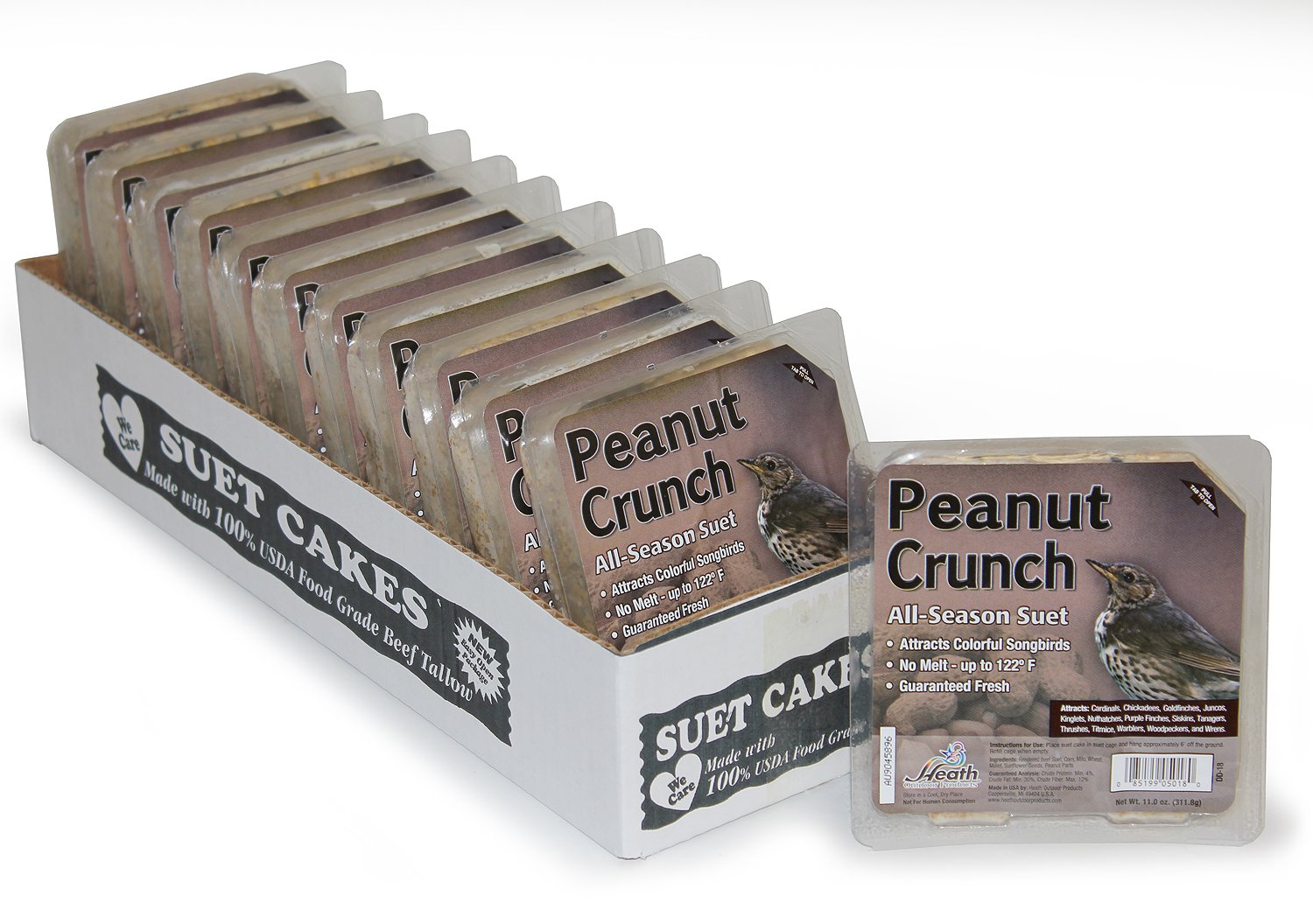 Heath Outdoor ProductsDD-18 Peanut Crunch Suet Cake, 12-Pack