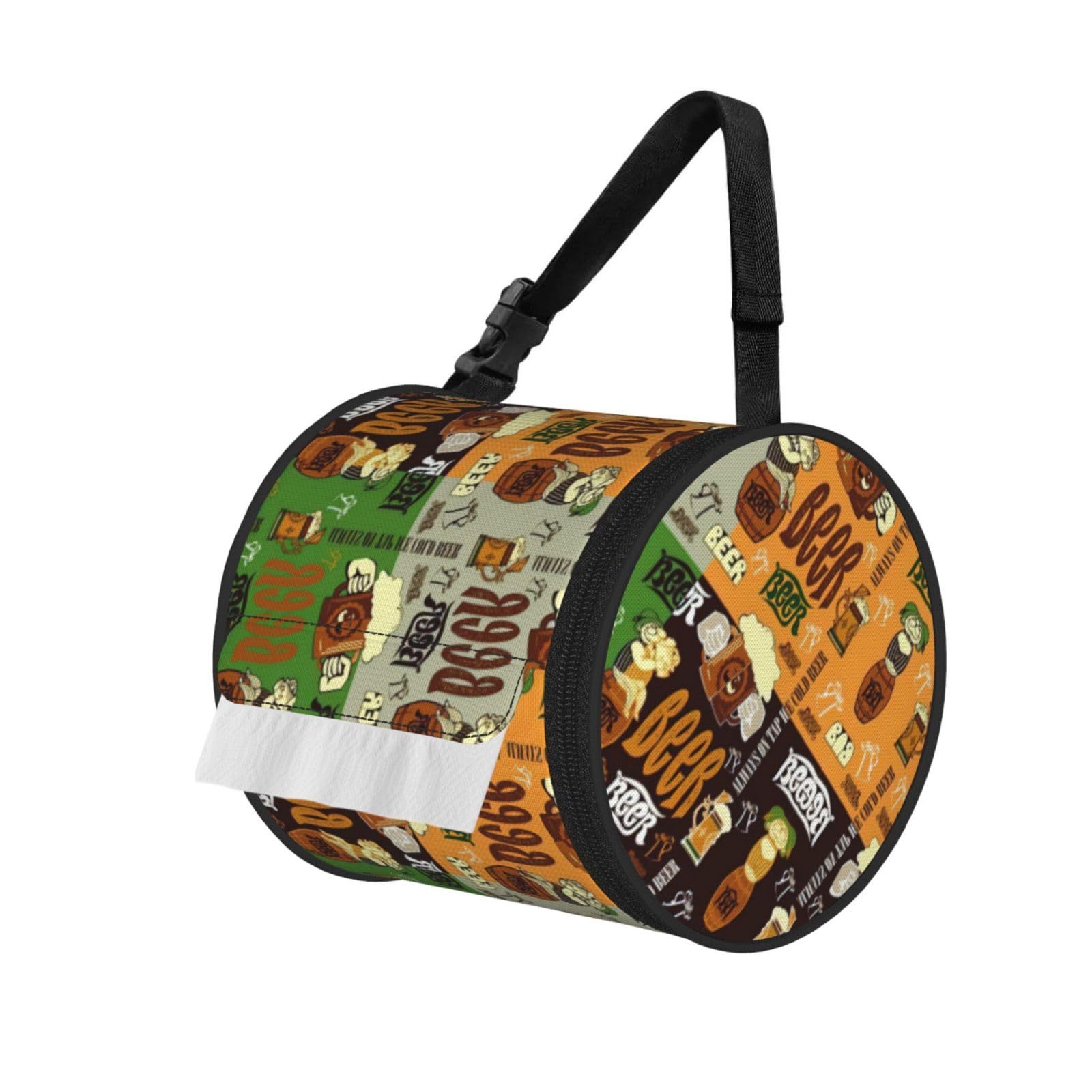 Beer Printed Pet-Proof Toilet Roll Bag, Durable Oxford Cloth with Handle for Travel Tent Kitchen