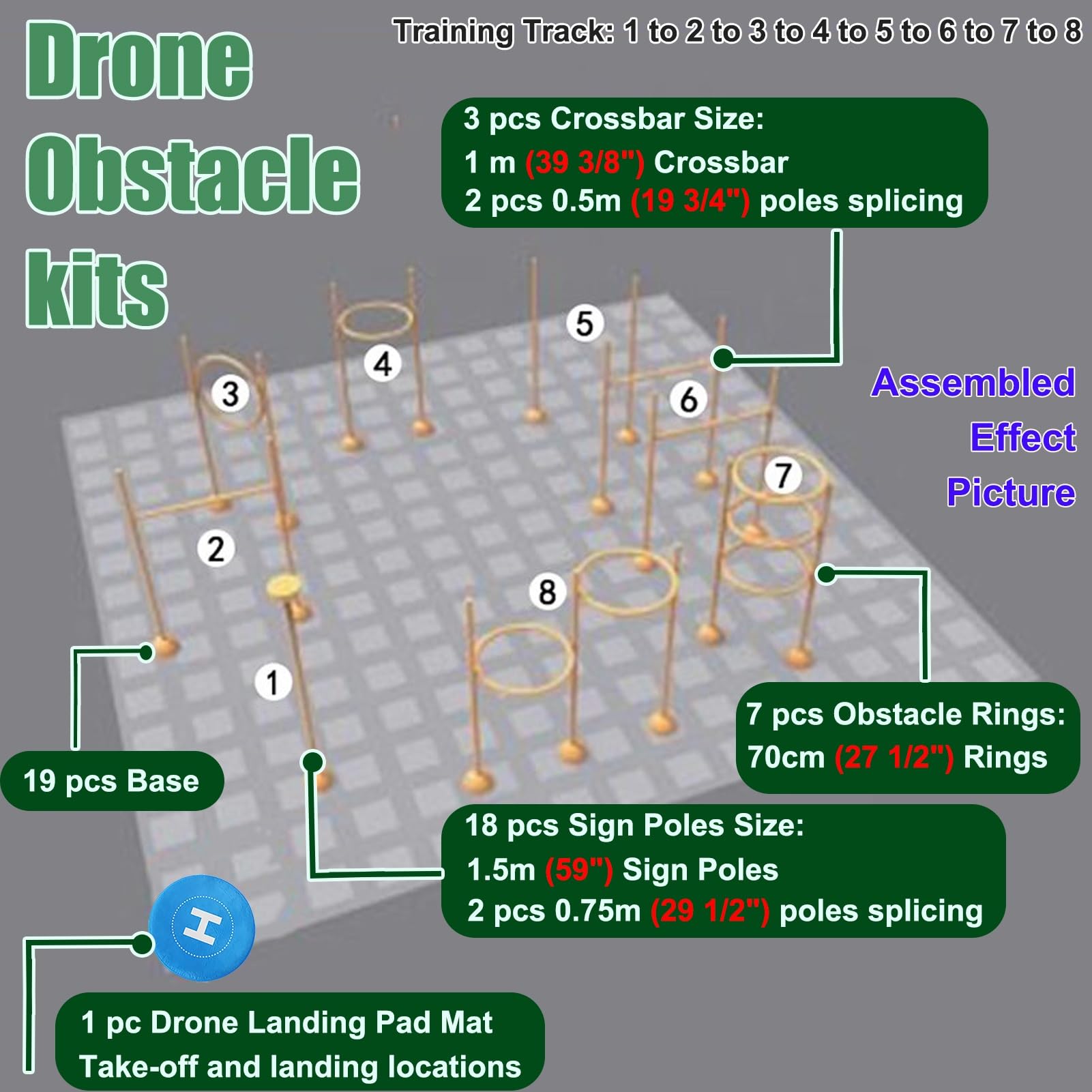 Drone tor Przeszkód Zestaw do Wyścigów Dronów Freestyle Fpv z Bramkami z Przeszkodami, Tor Przeszkód dla Początkujących Zbuduj Sam Drona, Sprzęt Treningowy do Wyścigów Dronów Dalekiego Zasięgu