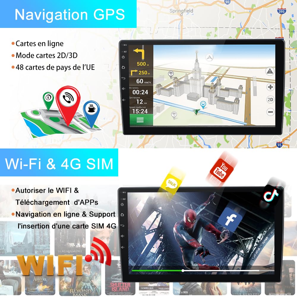 AWESAFE Autoradio Android 13 [6Go+128Go] pour Citroen Berlingo 2 B9 (2008-2019) /Peugeot Partner avec 4G Carplay Android Auto 9 Pouces Écran GPS BT WiFi USB DSP Commande au Volant
