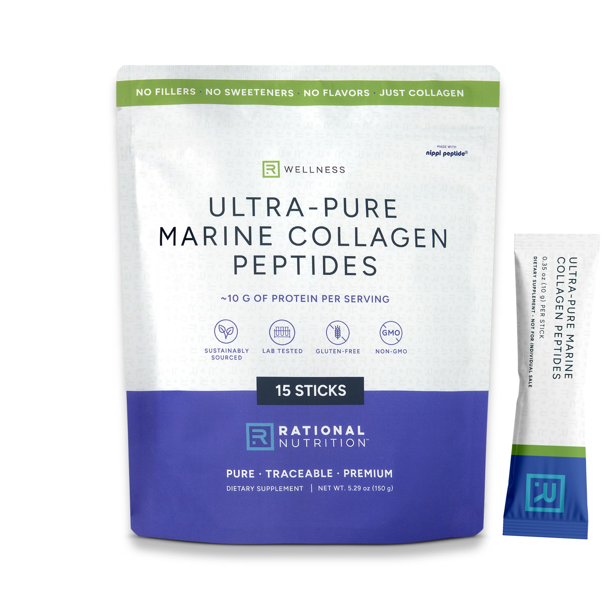 Marine Collagen Peptides Powder - Made with Nippi Peptide® from Japan, Hydrolyzed Type I Fish Collagen, Unflavored, 10g per Serving, Third-Party Tested, Skin, Hair, Nails & Joint Support - 30 Servings — Amazon image 10