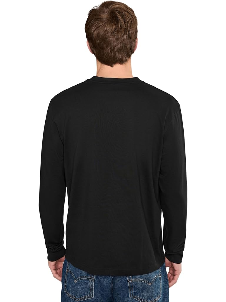 Black Lacoste Long Sleeved Cotton T-Shirt