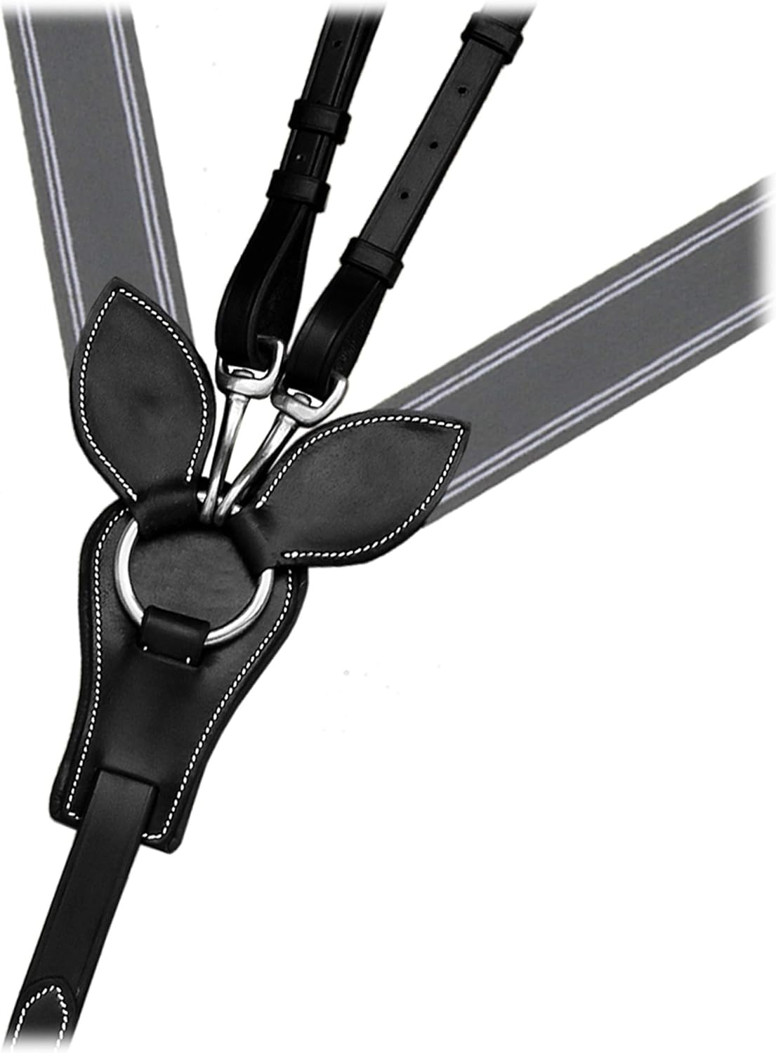 Exion 3-Point English Breastplate for Horses with Running Martingale – Grey Elastic Leather Horse Breast Plate Horse Tack for Jumping, Schooling– Black, Havana, Oak Brown – Pony, Cob, Full, Warmblood