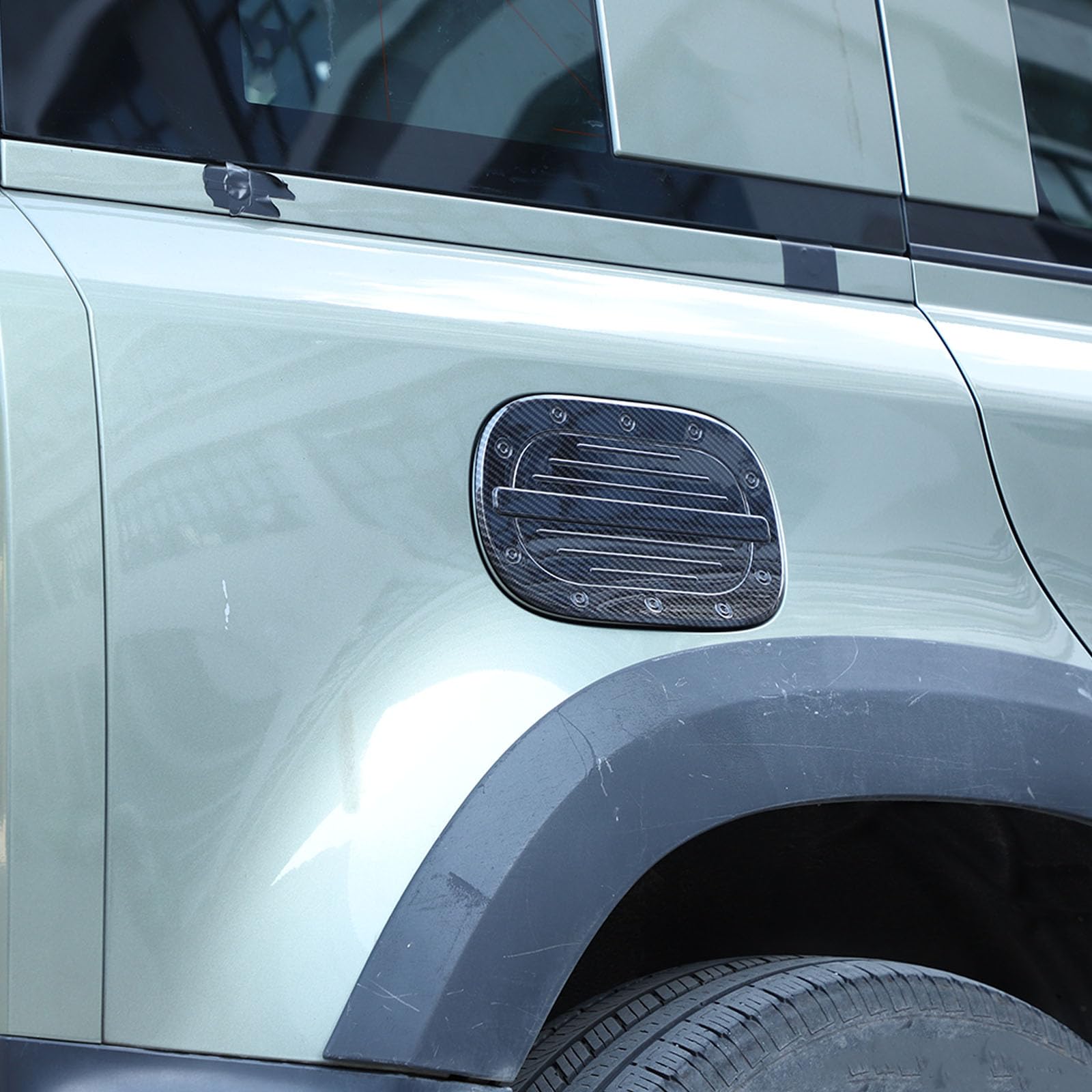 Car Gas Tank Door Cover Protective Cover Accessories, Compatible with Land Rover Defender 90 110 130 2020-2024 ABS Fuel Tank Door Cover Protective Sticker Auto Decorative (Carbon Fiber Grain)