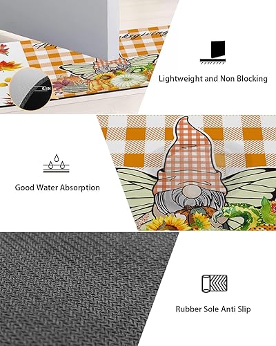 Miniatura 3 de Thanksgiving Elf Bath Mat for Tub,Non Slip Bathroom Floor Runner Rug Quick Dry & Absorbent Diatomaceous Earth Shower Sink Kitchen Washable