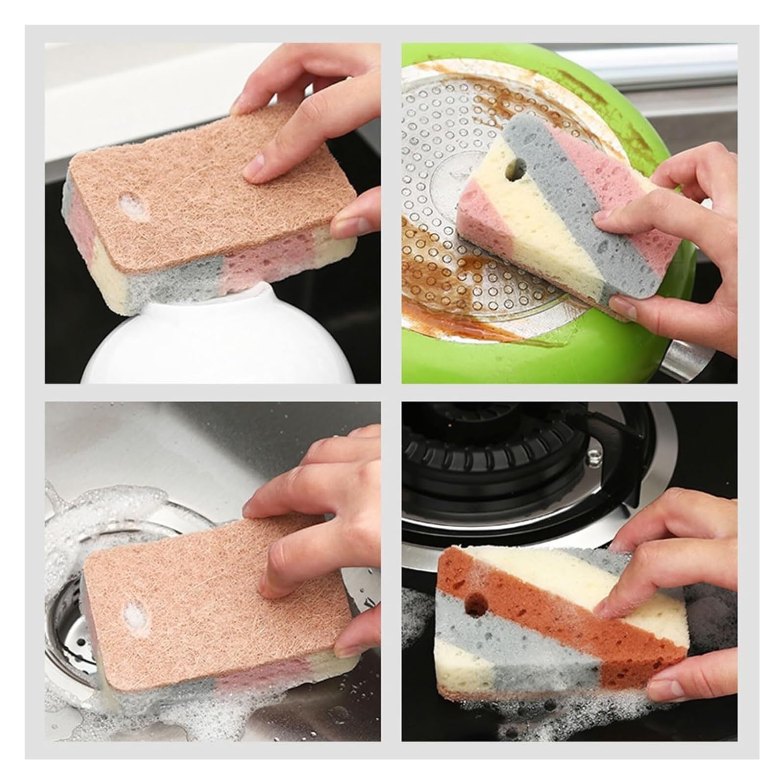 Esponja de celulosa de Doble Cara con Estropajo para Utensilios | Esponja colorida para vajilla, utensilios de cocina, encimeras y limpieza del hogar(Sponge-40PCS)