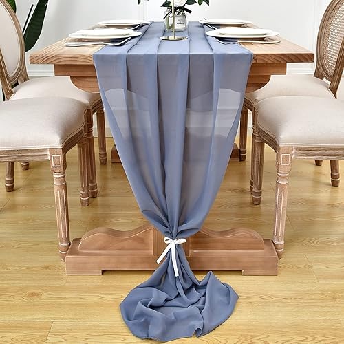 Miniatura 6 de Camino de mesa de gasa de 10 pies, 27 x 120 pulgadas, romántica tela transparente para decoraciones de boda, baby shower, fiesta de cumpleaños,