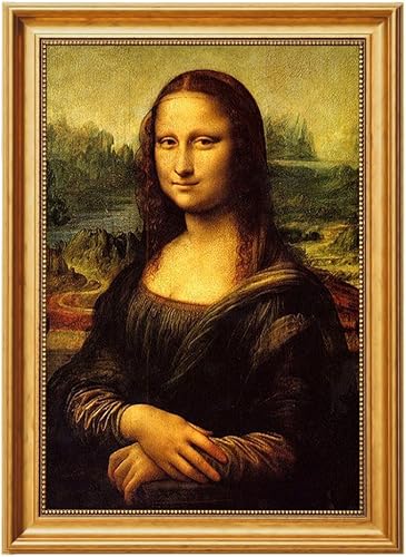 ELITEART - Mona Lisa por Leonardo DaVinci Reproducción de pintura al óleo Giclée Wall Art Impresiones en lienzo - Tamaño enmarcado 19 14 pulgadas x