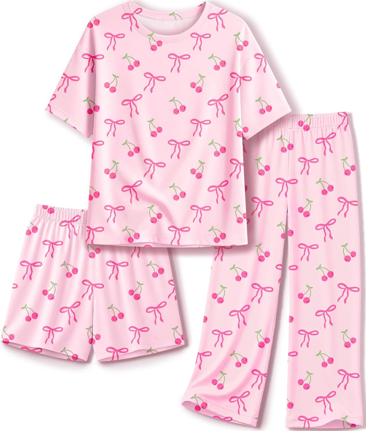 Petite&Me Soft Girls Pajamas, 3-Piece Set with Shorts and Pants Size 6-14