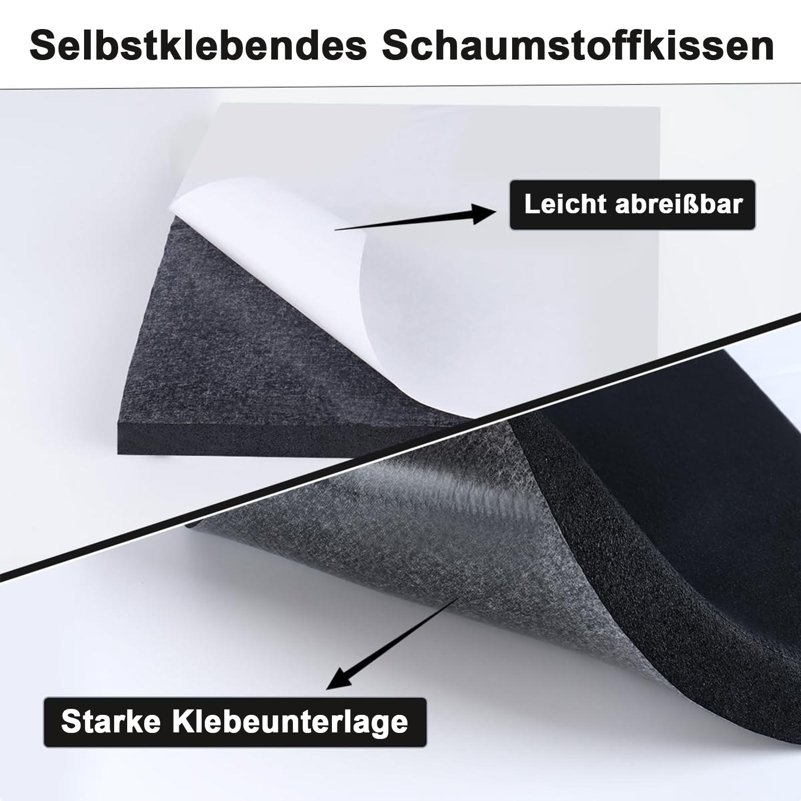 Selbstklebende Schaumstoffplatte, 4 Stück Schwarze Moosgummi Selbstklebend Platte 300 x 200 x 20mm Schaumstoff Platten, rutschfeste Schaumstoffmatte für Möbel DIY-Projekte Verzierung