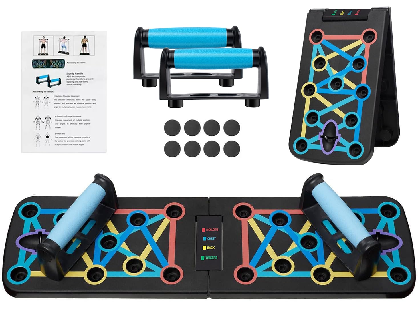 17 in 1 Push Up Board, Foldable Press Up Board Multi-function Home Workout Equipment, Burn Fat Strength Training Equipment for Effectively Exercise the Muscle of the Upper Body