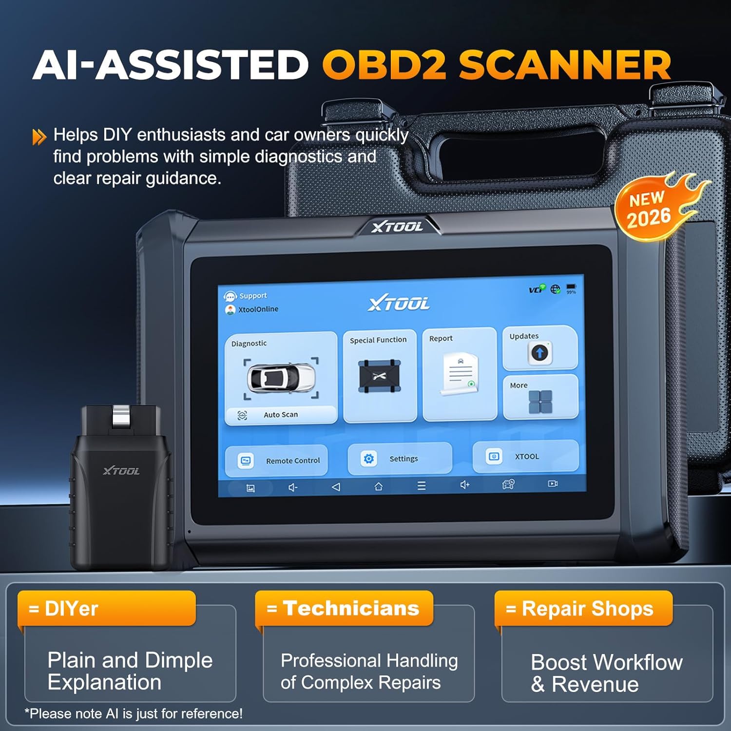 XTOOL D7W Wireless OBD2 Scanner Diagnostic Tool 2026 AI-Assisted Bidirectional Scan Tool Upgraded of D7/D7S/D7BT, ECU C0ding, 39+ Resets, CAN FD & DoIP, All System Scanner for Car, 3-Yr Update