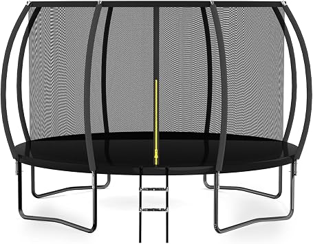 MammyGol Trampoline 370cm with All Parts, Stable Frame Construction, Pumpkin Design, Outdoor Trampoline with Enclosure Net for Family, ASTM Approved, Supports Up to 400 lbs