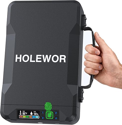 Miniatura 8 de Caja fuerte para armas en el automóvil, caja fuerte pequeña para pistolas, caja de seguridad biométrica para armas de mano con huella digital,